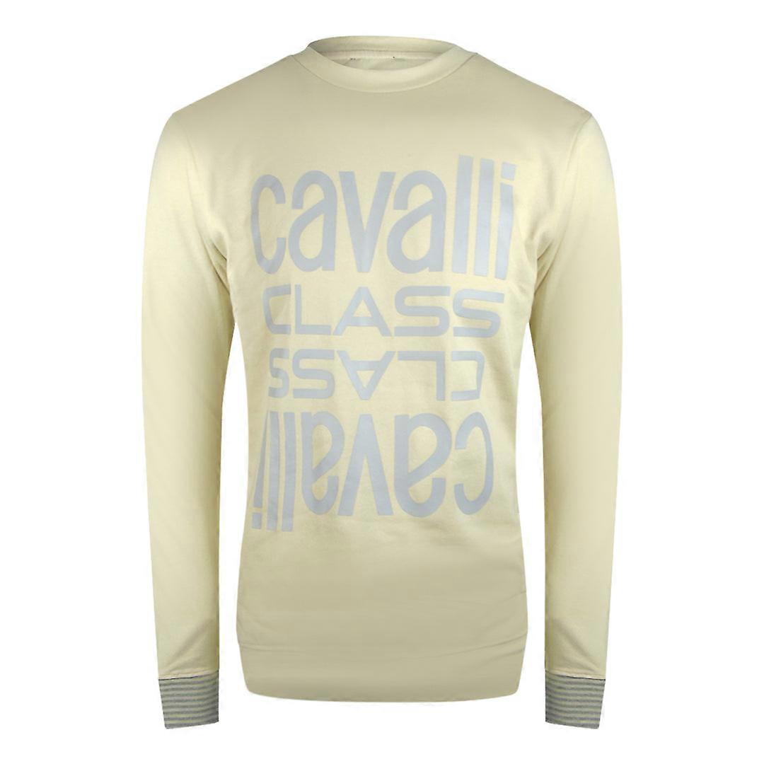 Cavalli Class Multi Logo Beige Sand Sweatshirt