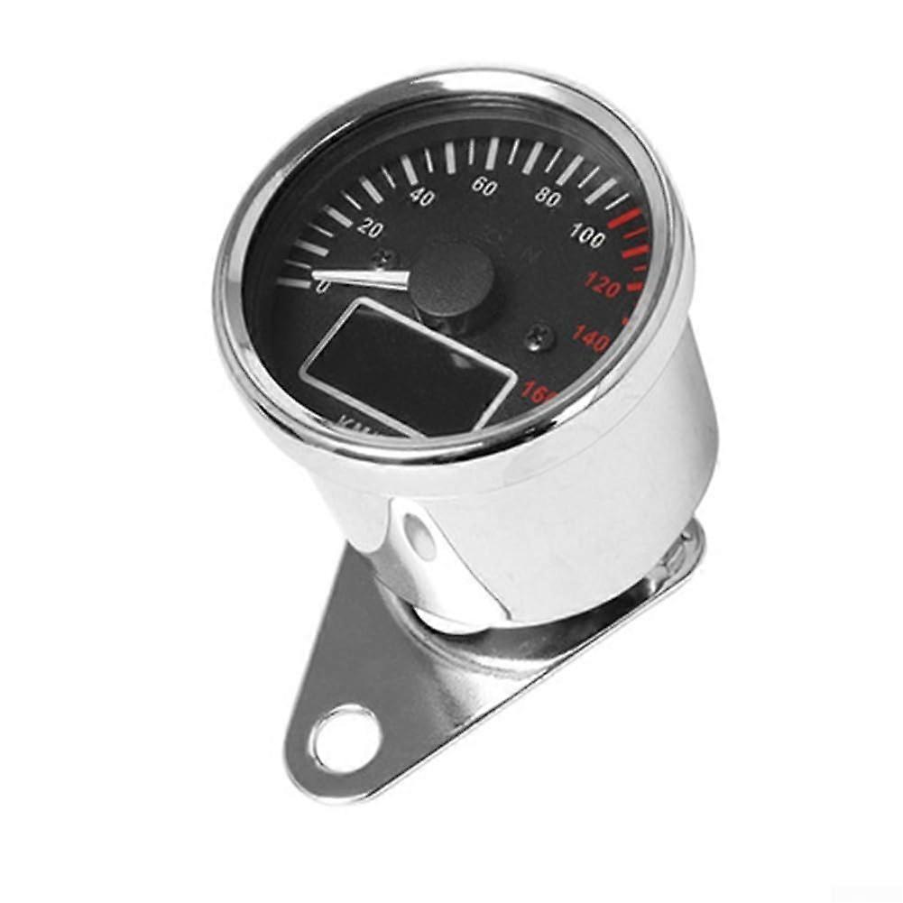 12V Motorcycle Digital Odometer Speedometer, Tachometer, LED Gauge, Retro Chrome ABS, AntiGlare Lens, White