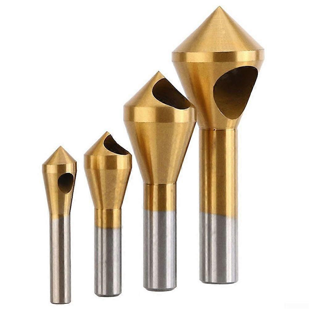 Chamfer Drill Bit Countersink Tool Set 4Piece Precision Chamfering Metal/Wood/Plastic 220mm Range 6/8/10/12mm Shanks