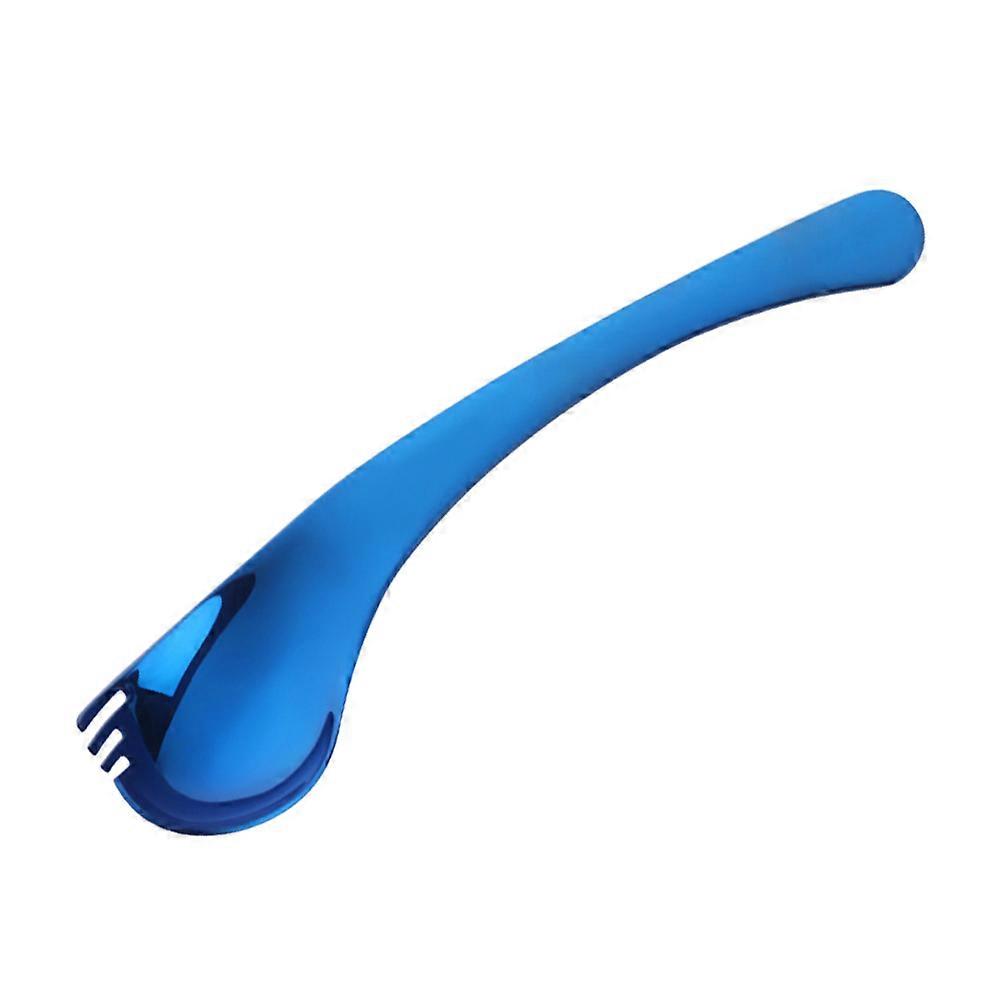 Fancy Flatware 2Pcs Stainless Steel Curved Fruit Fork Spoon Ideal For Catering Events Home Use And Camping In Elegant Blue