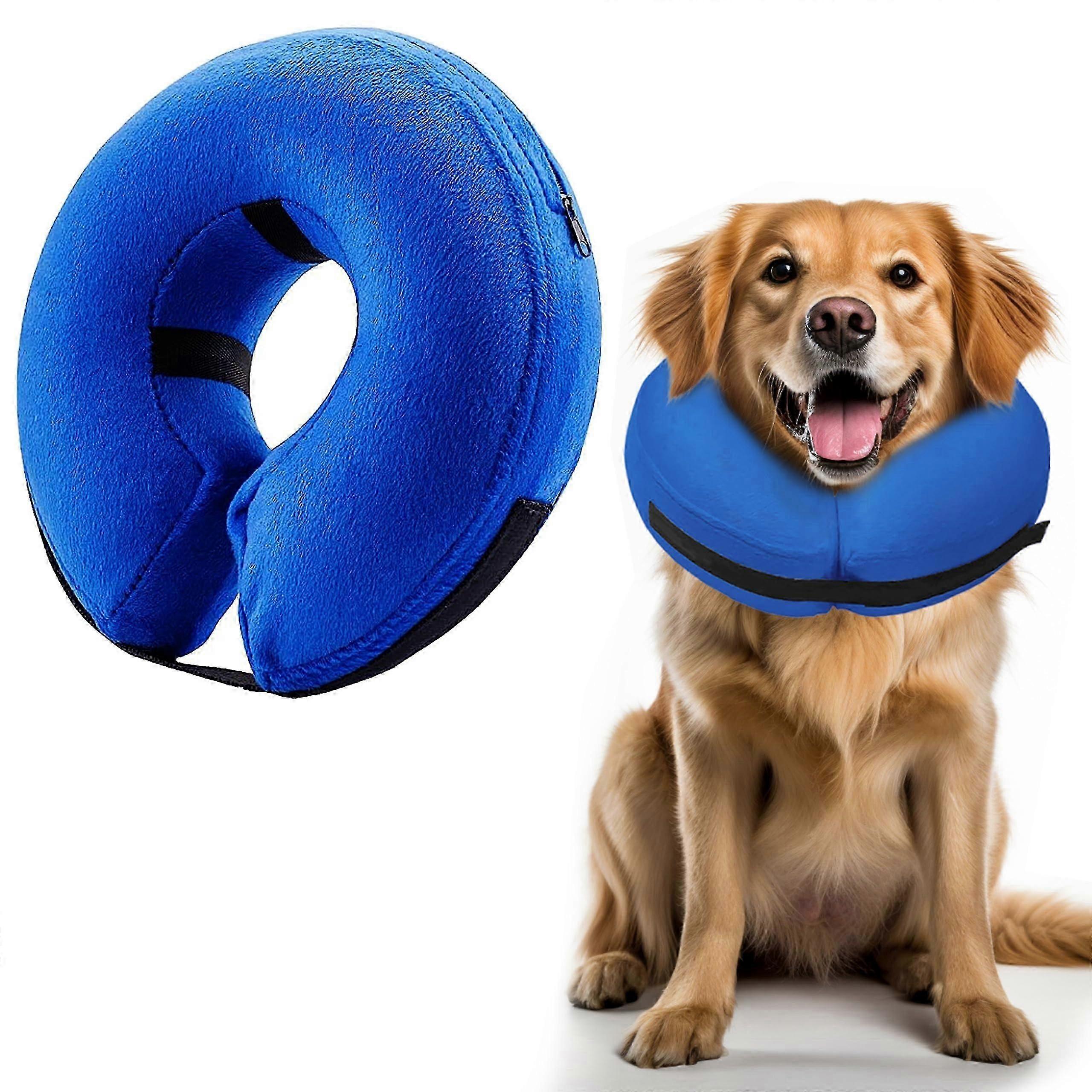 Inflatable Dog Collar, Surgery Recovery Cone with Quick Release, Adjustable Fit, Protects from Stitches, Bites, Licks and Wounds