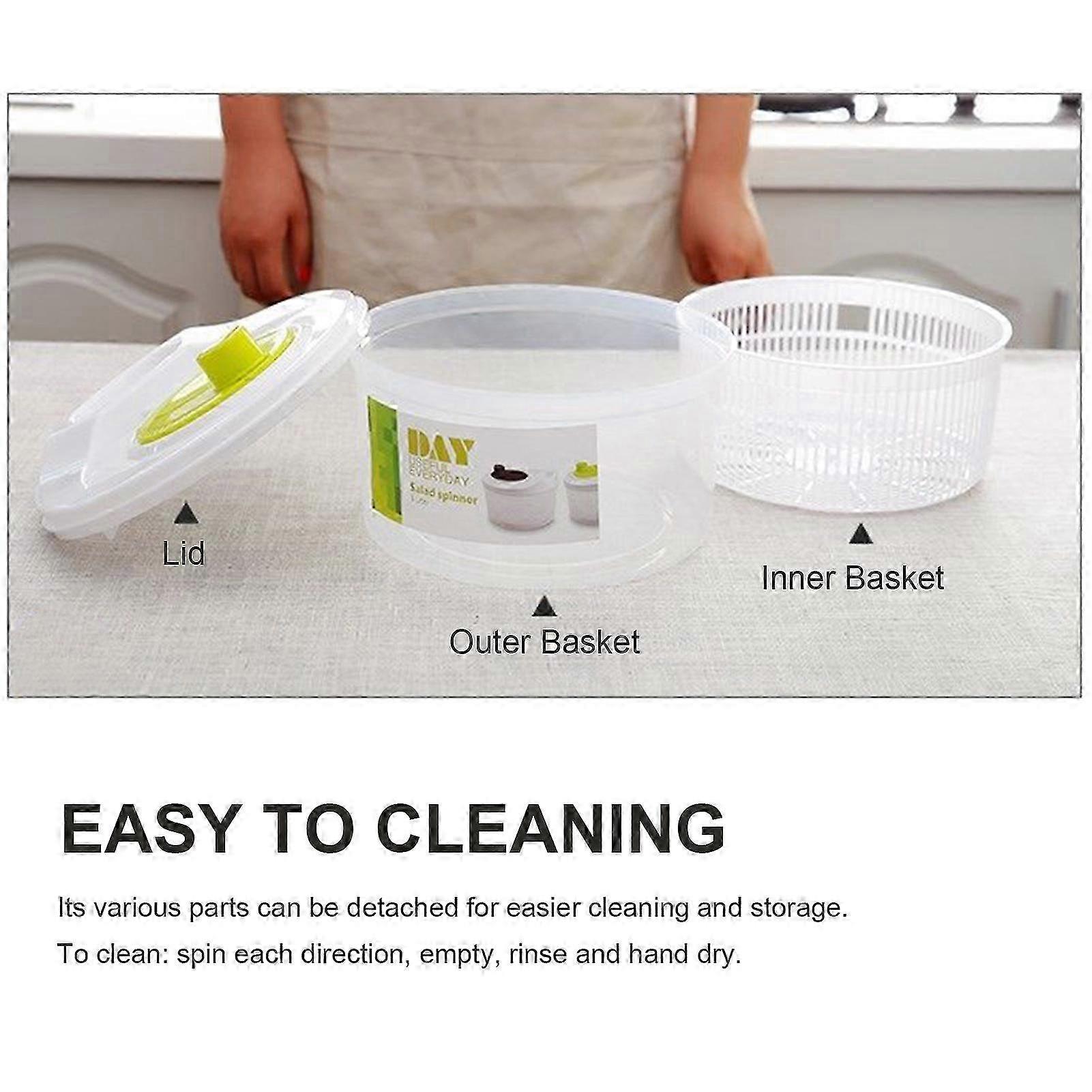 25-26 3L Salad Manual Lettuce Spinner Fruits Vegetables Dryer with Rotary Handle for Tastier Salads and Faster Food Prep Home Kitchen