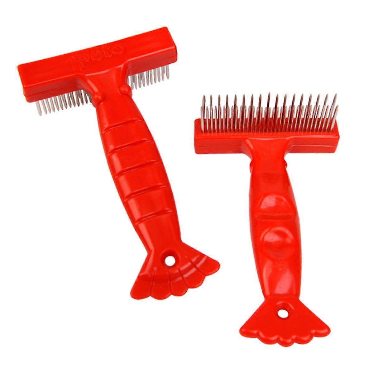 Dematting Comb For Dogs And Cats Red Detangling Tool With Ergonomic Grip Knot Removal For LongHair Pets