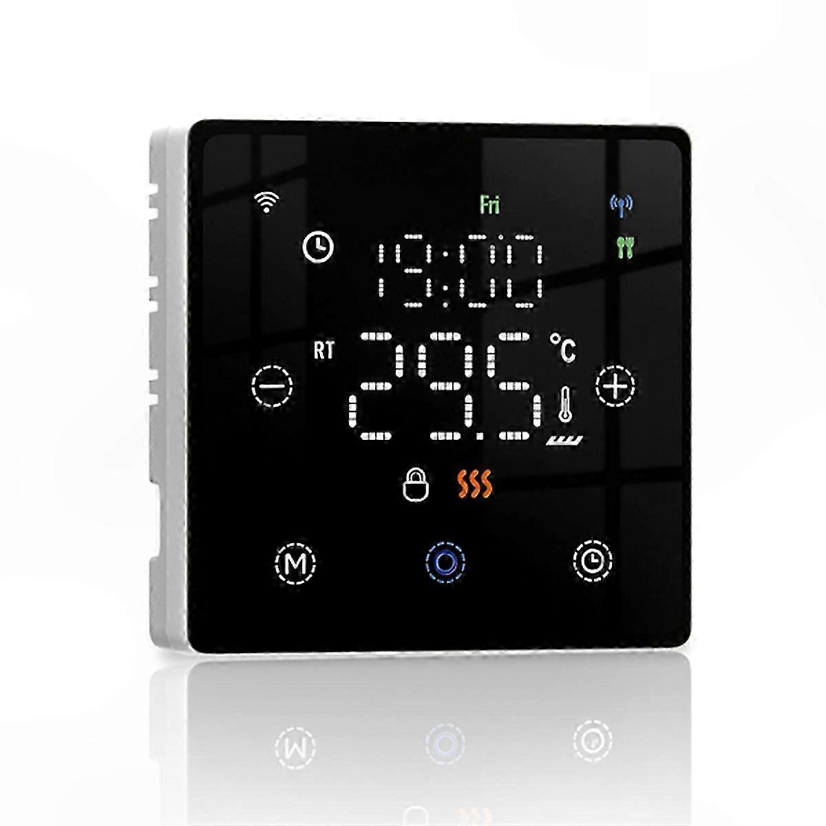 Zigbee Enabled Smart Floor Heating Switch in Black for Home Automation