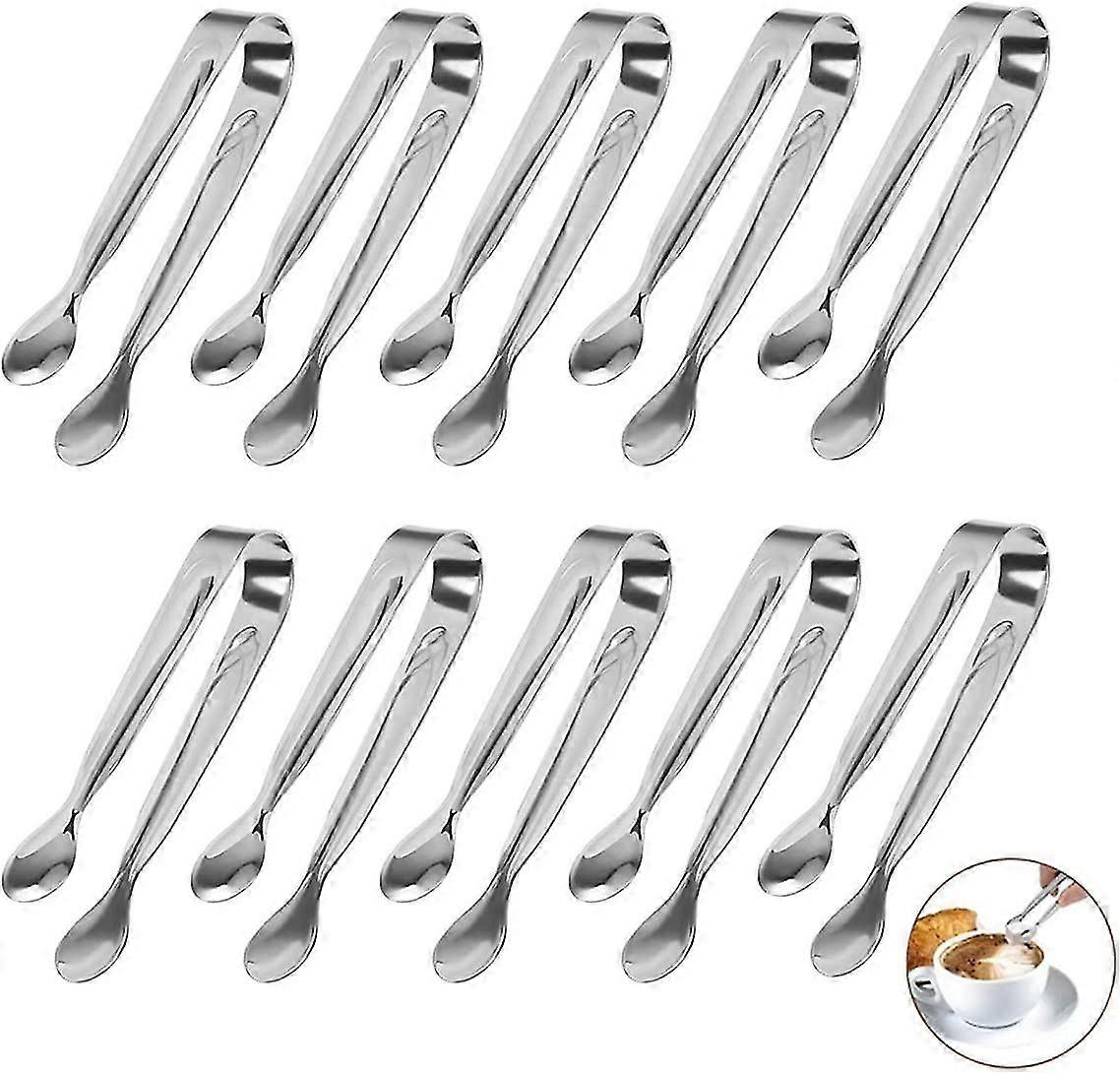 10 piezas de acero inoxidable Sugar Tongs Set, Ice Cube Tongs For Sweets Candy Salad Spaghetti Serving T