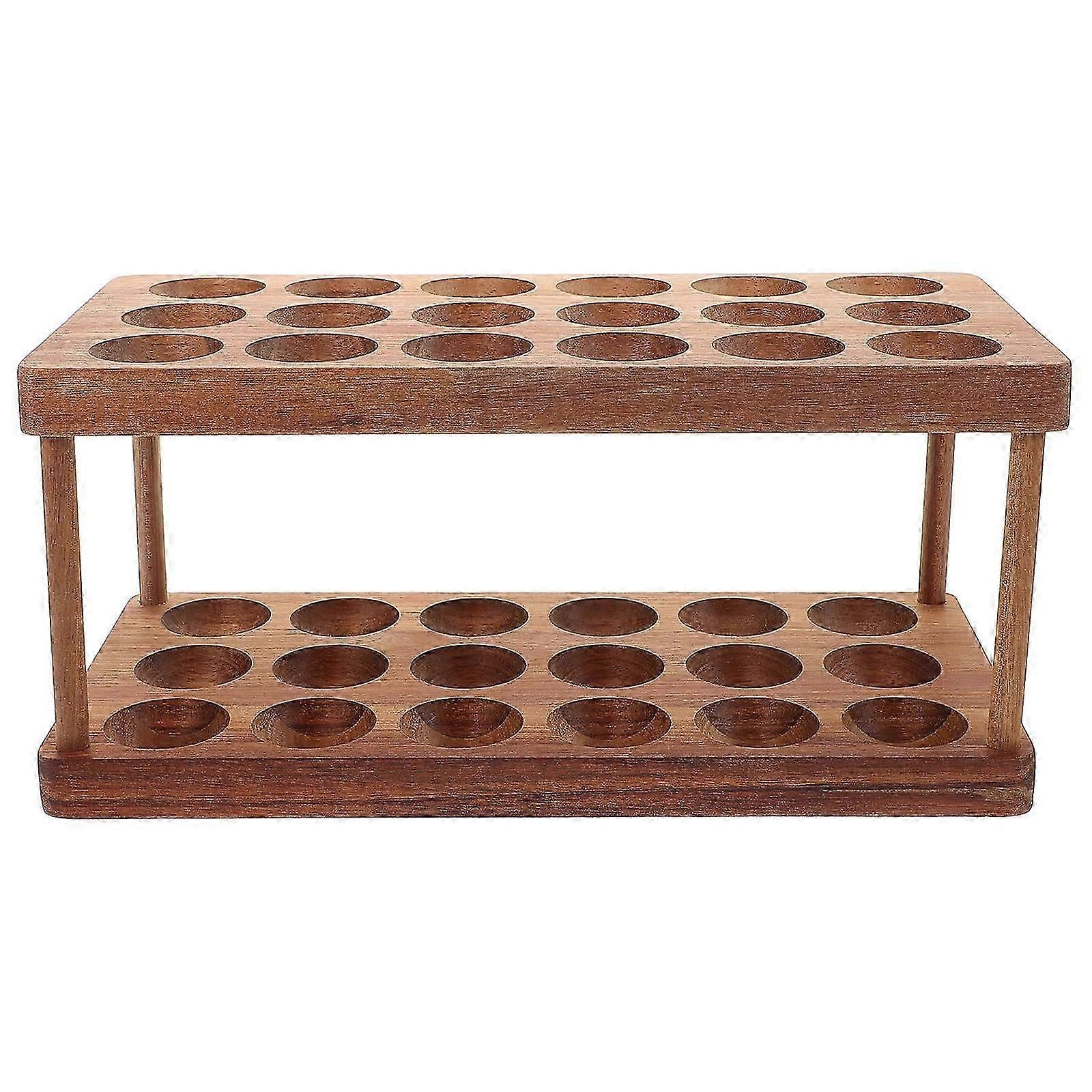 Double Layer Egg Storage Rack For Kitchen Organization Elegant Wood Design Space Saving Support 1Pack