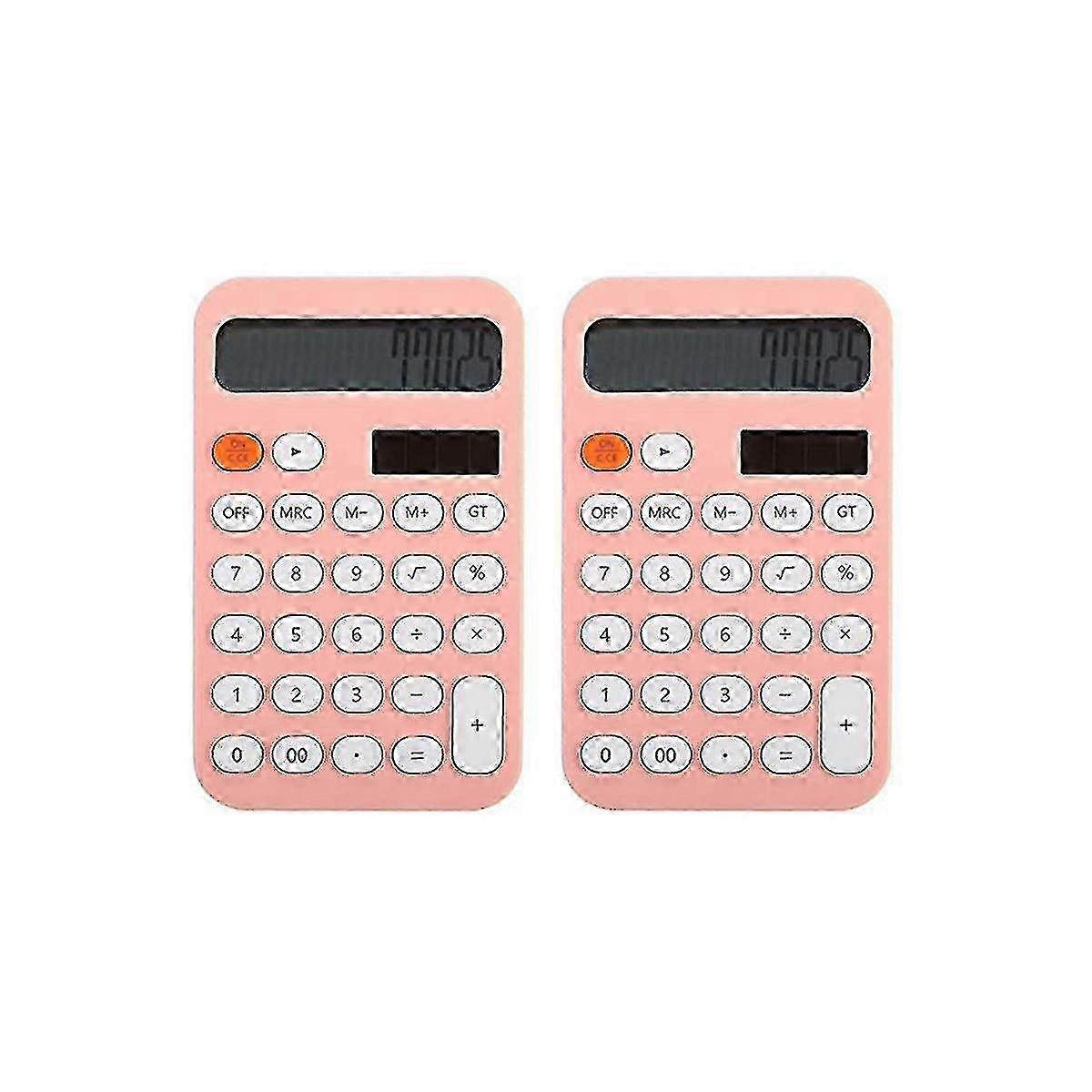 2 Pcs Desk Calculator Basic Calculator 12 Digit Pocket Calculators Desktop With Lcd Display For Office And School Pink