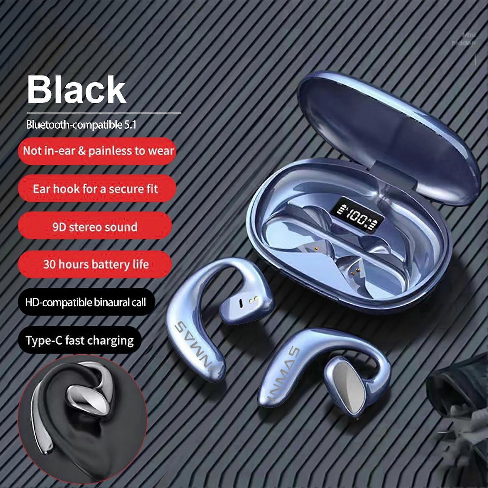 SUSUchens 1 Set Wireless Bone Conduction Earphones, AAC Decoding, HiFi Sound, Noise Reduction, Bluetooth 5.1, compatible with iPhone Android, for