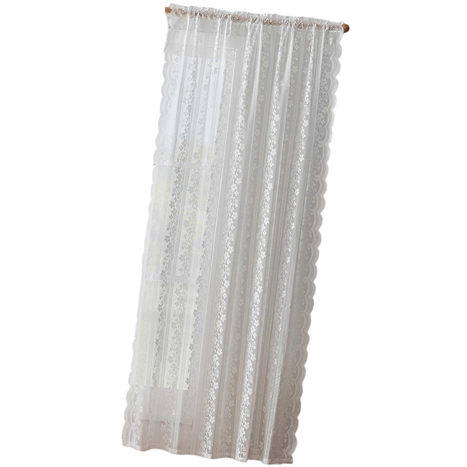 Decorative Semi Sheer Laces Curtains With Not Drill Hook Polyester Materials For Multiple Room  White