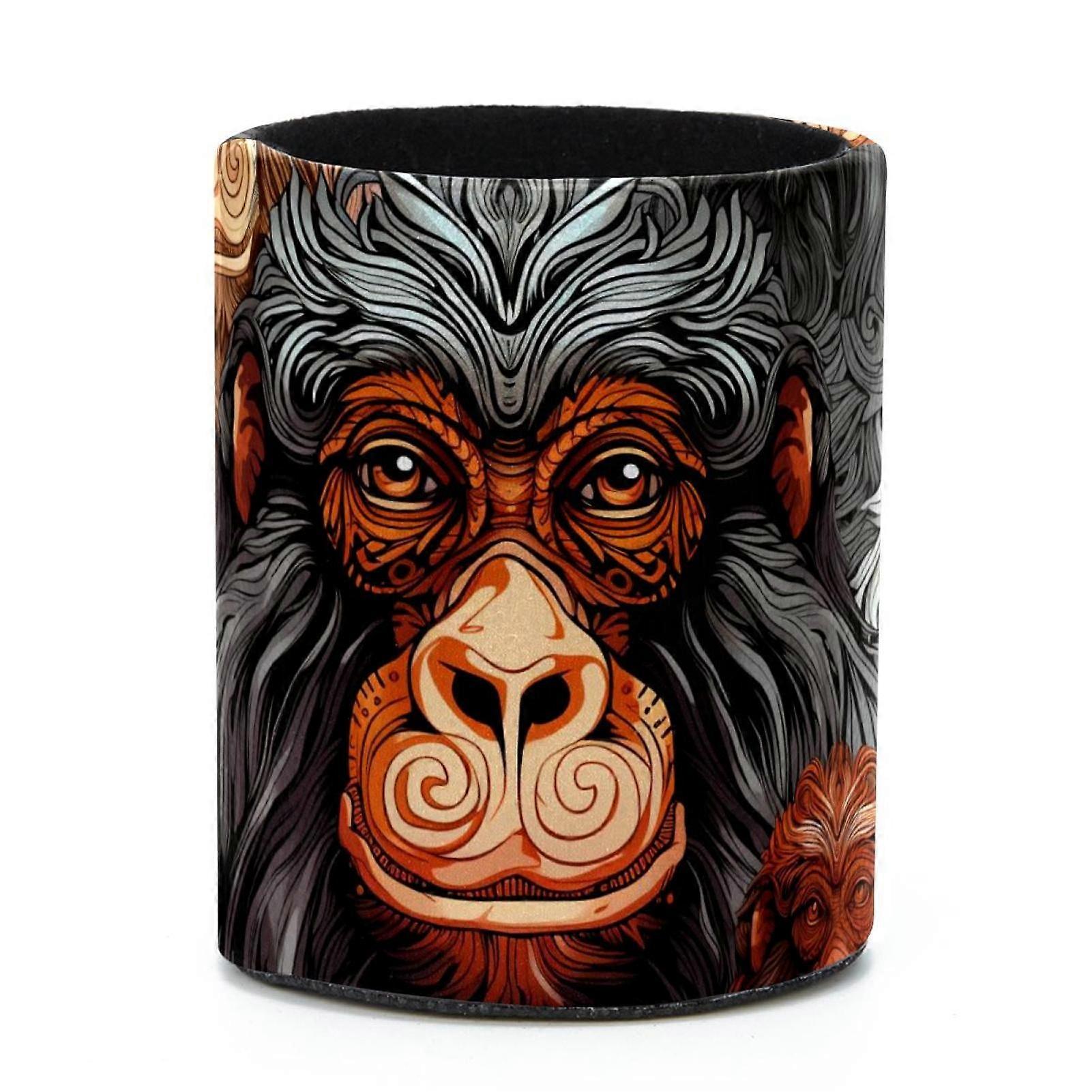 Compact and Functional Pen Holder and Desktop Organizer, Sleek Pencil Cup for Makeup and Art Supplies, Colorful Monkey