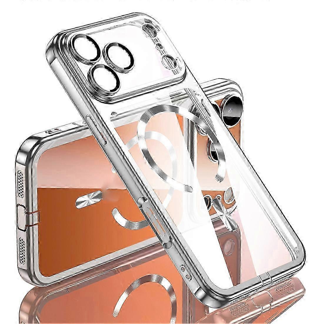 MagSafe Compatible  17 Pro Max Case with Electroplating Frame & Translucent TPU Cover