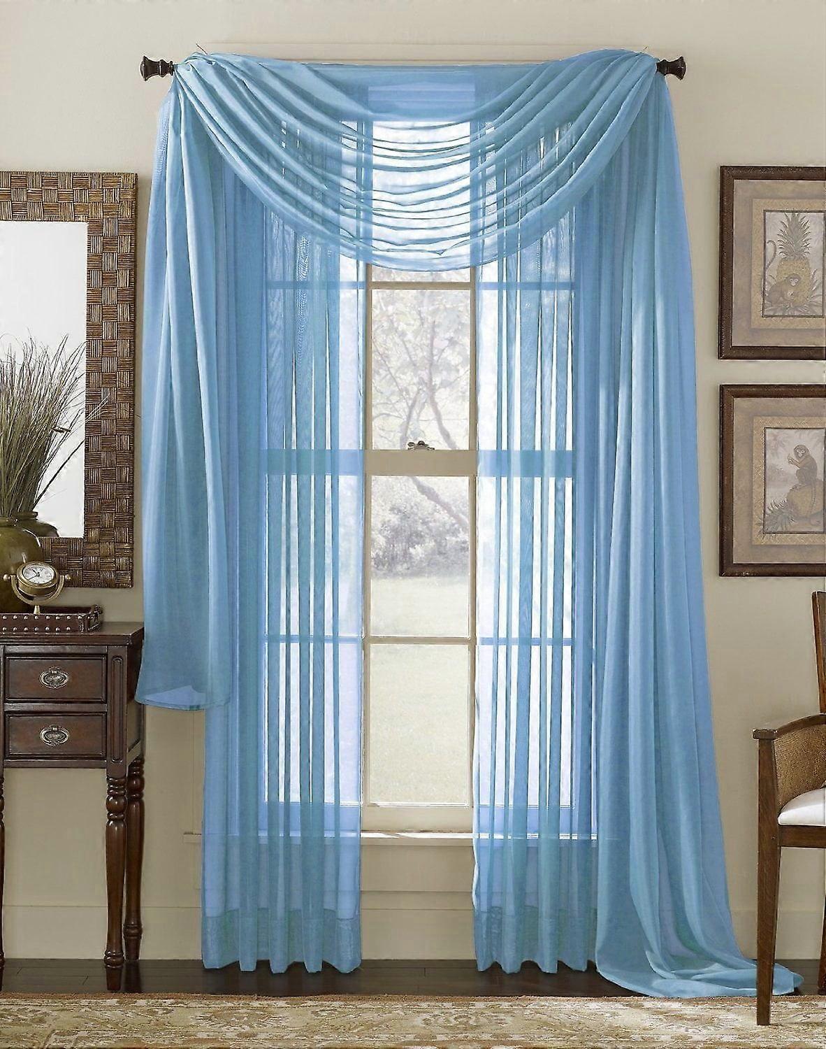 Cortinas Qutain Linen Solid Violeta Transparentes, Conjunto de Dois Painéis (2) 55" x 63 polegadas - Azul Claro
