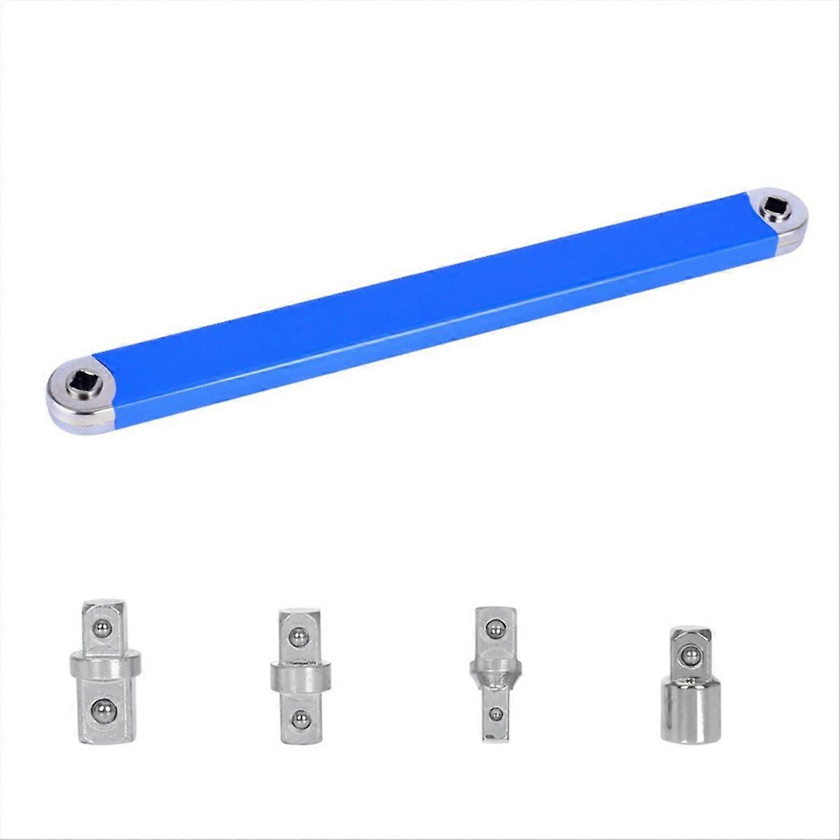 Compact offset extension wrench
with 4 adapter heads