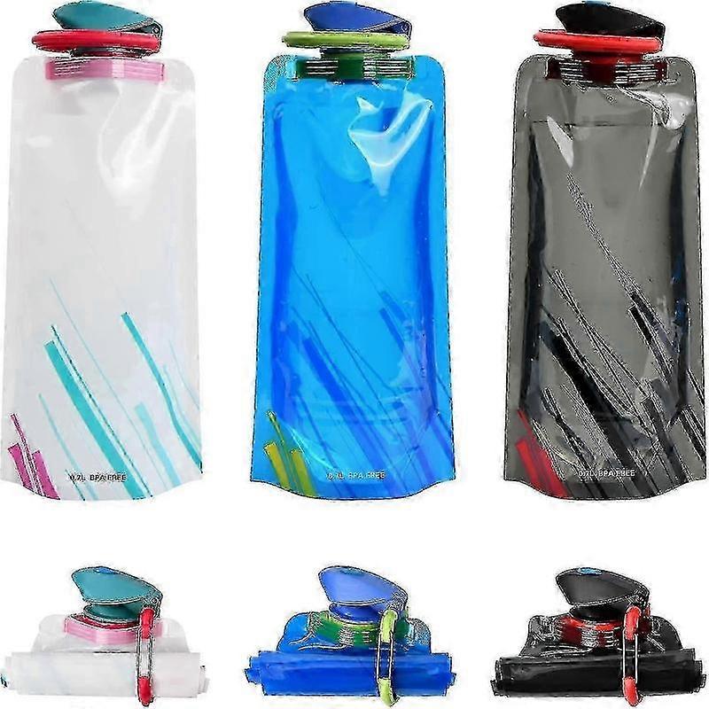 Set Of 3 Foldable Water Bottles For Hiking,adventures,traveling