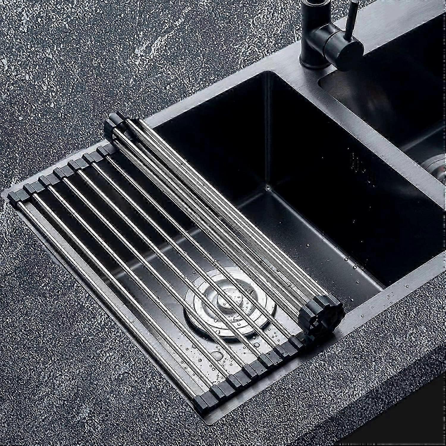 Sink Drain Rack Foldable And Detachable Drying Steel Sink Top Roller