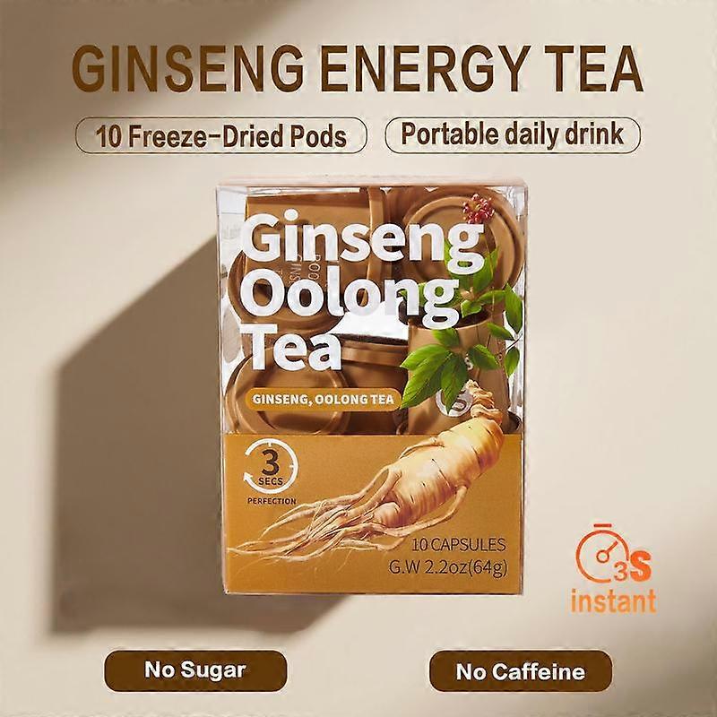 Saipin Ginseng Energy Tea Pods · 10 Freeze-Dried Pods + 4X Active Power | No Sugar · No Caffeine | Clean Focus · Calm Power for Work & Gym |