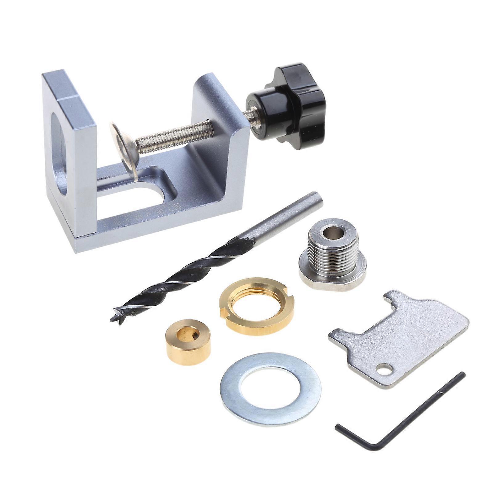 2 In 1 Dowel Jig Woodworking Hole Drill Punch Positioner Guide Locator Cabinet Screws Punch Locator Kit 8/10/12mm Sleeve Multicolor