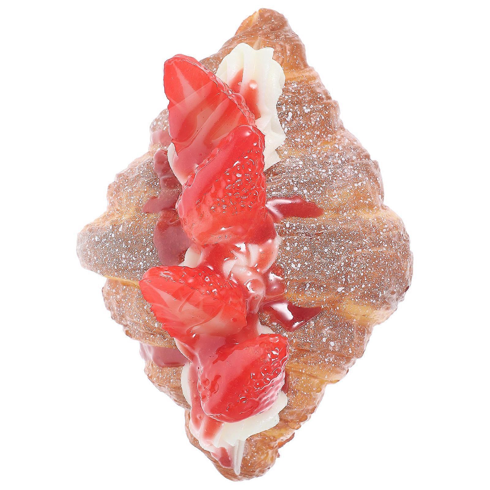 Simulation Croissant Artificial Bread Model Display Item Perfect For Photography Props Chocolate Color Durable PU Material 1Pack