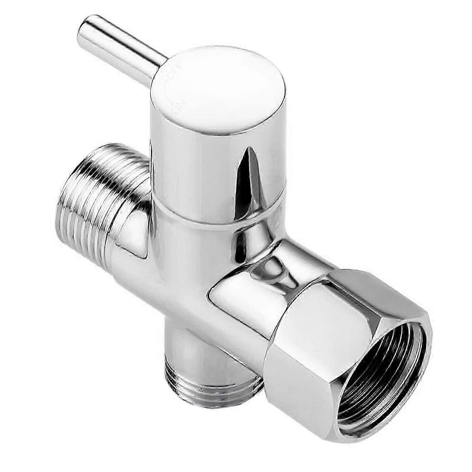 Bidet T Adapter, Brass Adapter with Shut-Off Valve 3-Way Tee Connector 7/8In x G1/2 for Toilet Sprayer