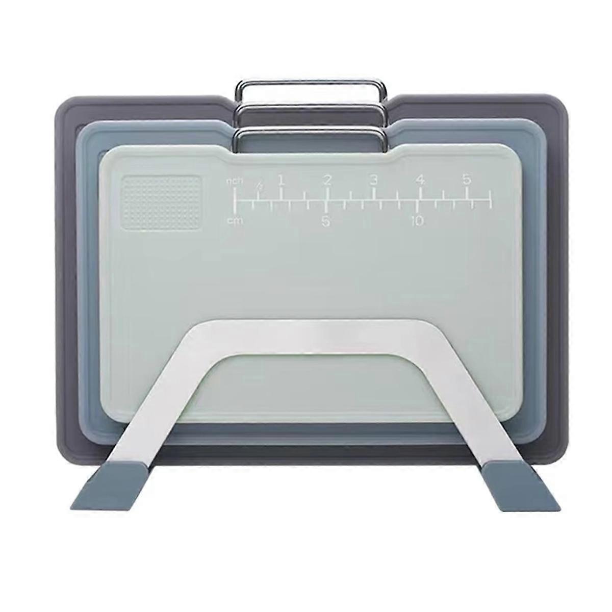 Multifunctional Kitchen Cutting Board Set with Stand, Grinding Area and Scale Marking - 3 Sizes for Efficient Chopping A