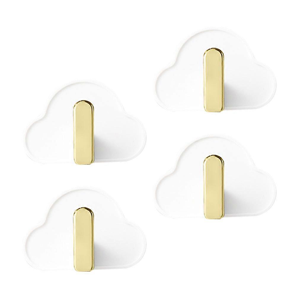Cloud Shape Hooks Creative Coat Hook Space Saving White 5.30X3.70X0.30cm Hanging 4Pcs