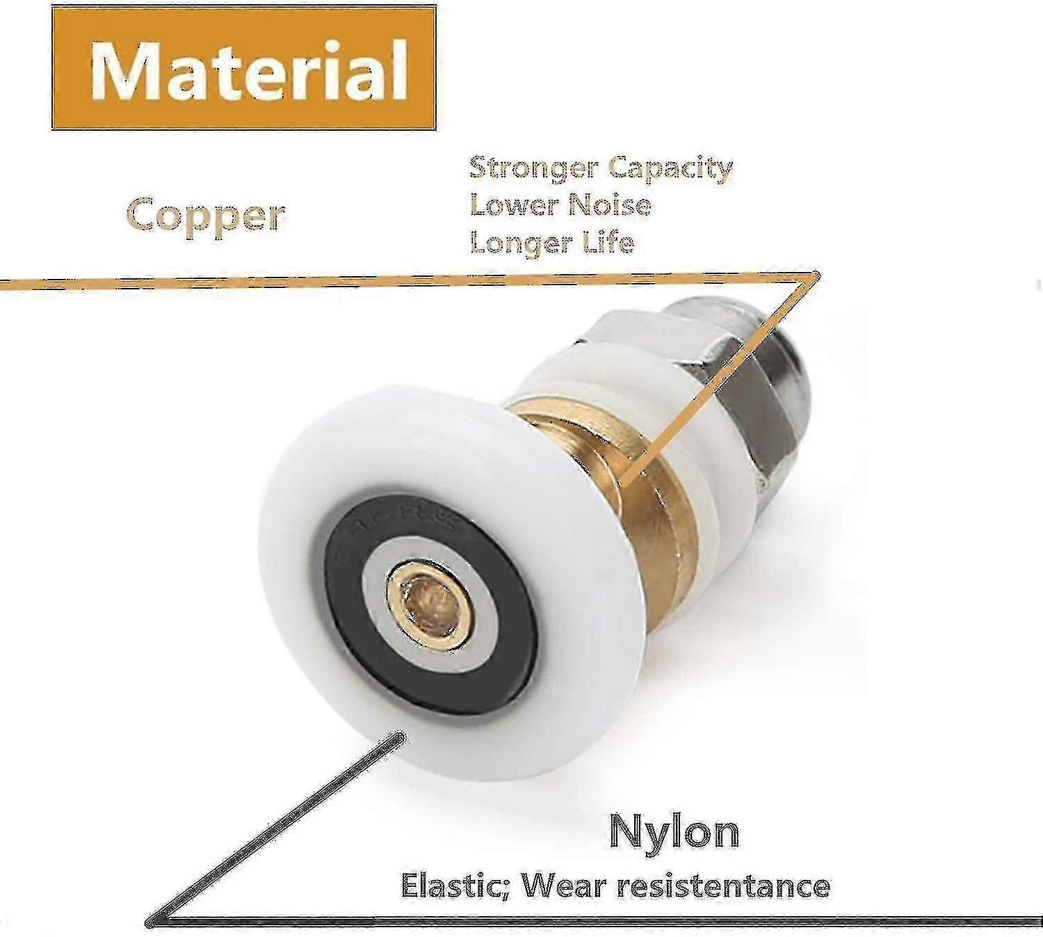 European Shower Door Rollers - 23mm Replacement Caster Wheels, 8pcs, Smooth Operation