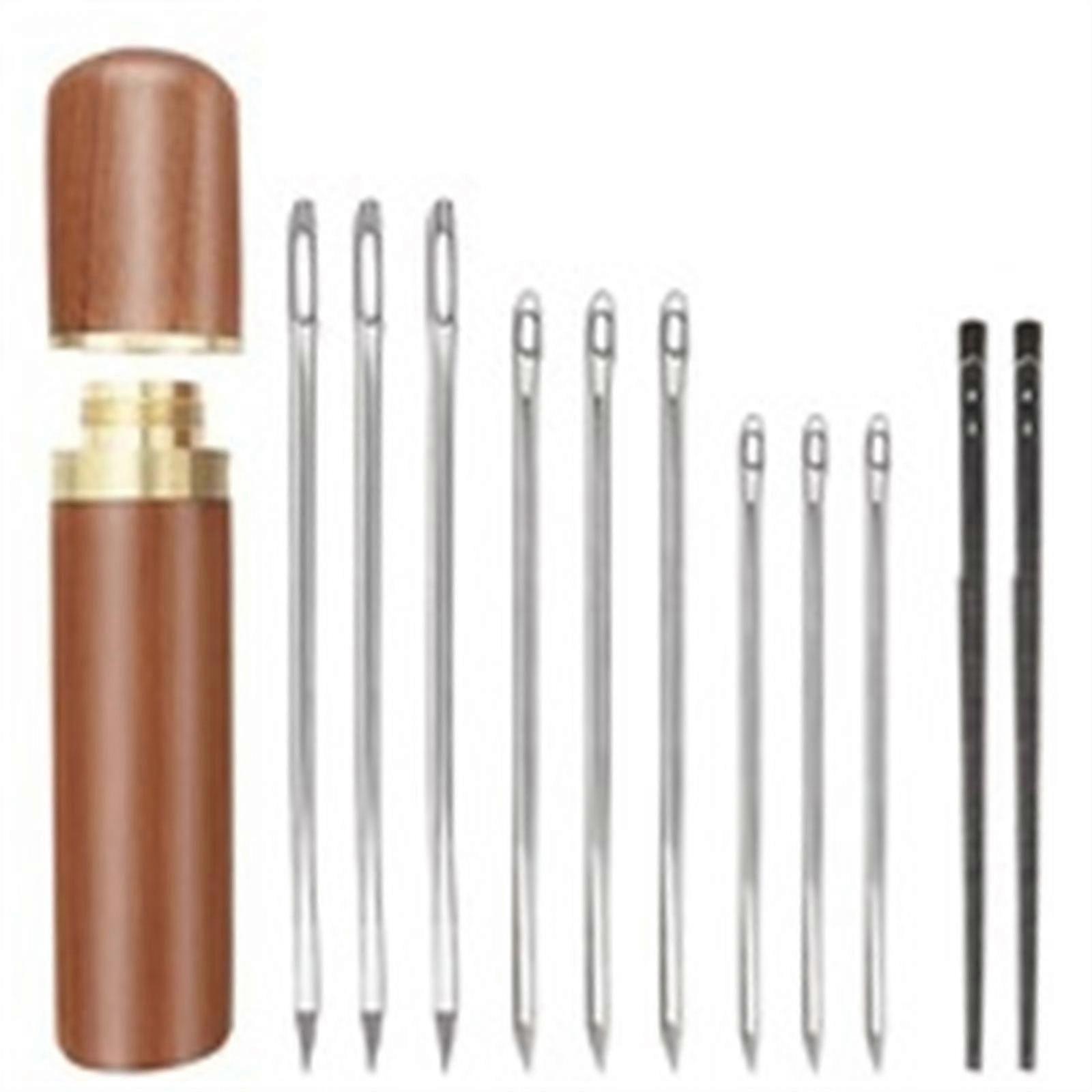 Big Eye Sewing Needle Kits for DIY Leatherworking with Container Multiple Size Versatile Leather Stitching Needle Set