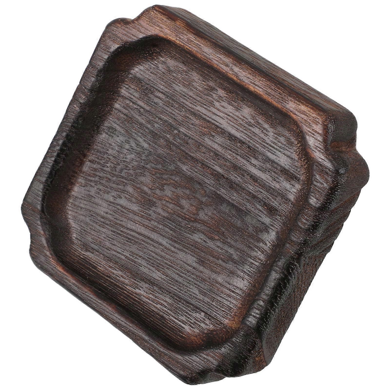 Vintage Wooden Tea Tray for Serving Tea Cups with Rustic Dark