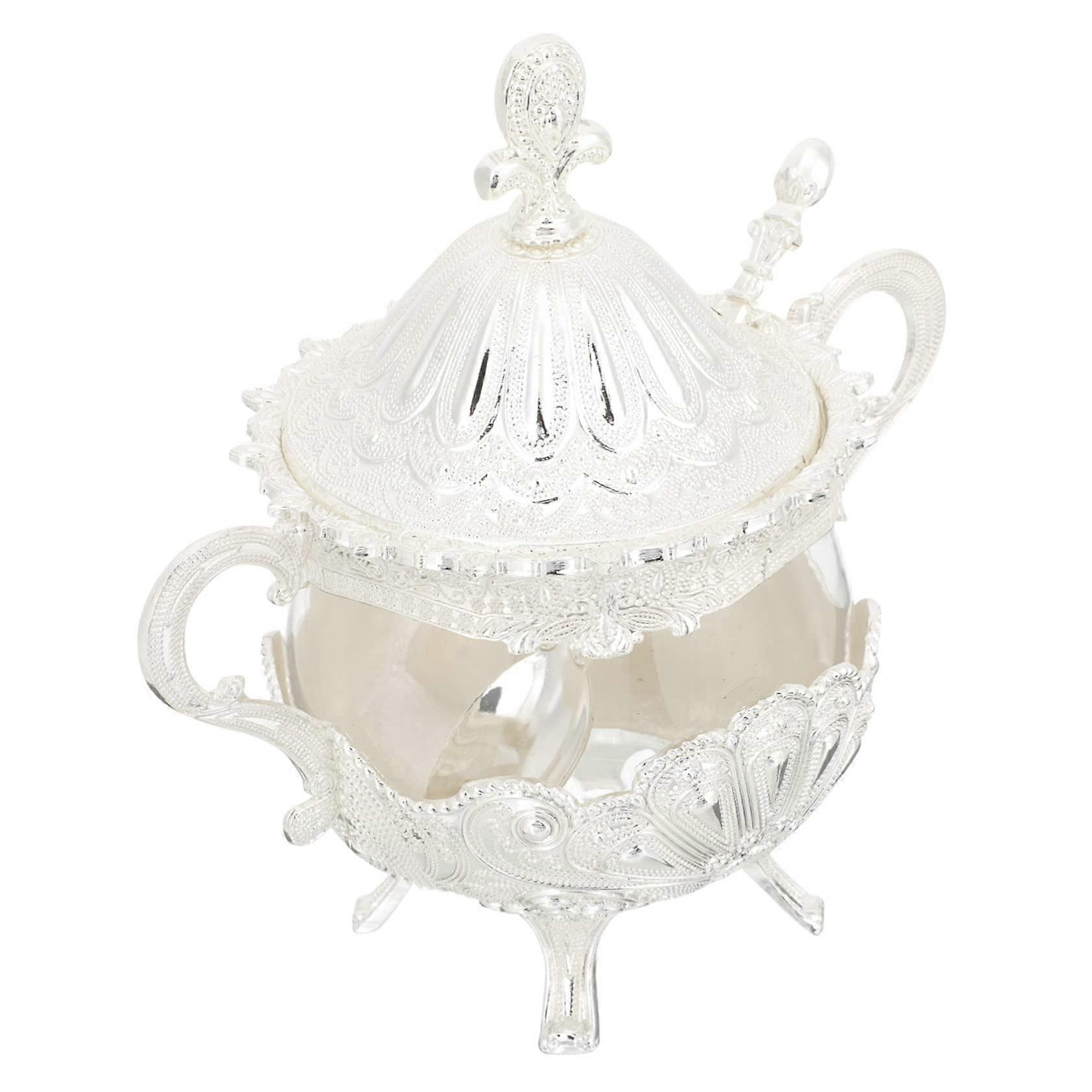 Vintage Spice Jar and Porcelain Sugar Bowl with Lid, European Style Glass Condiment Container for Kitchen