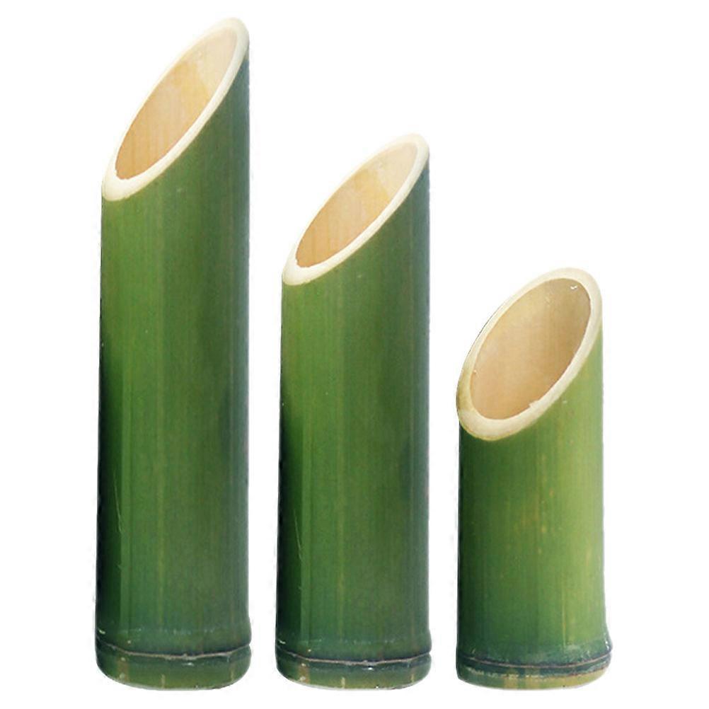 Green Bamboo Plant Vase for Decoration Use Featuring 3Pcs Rustic Tubes