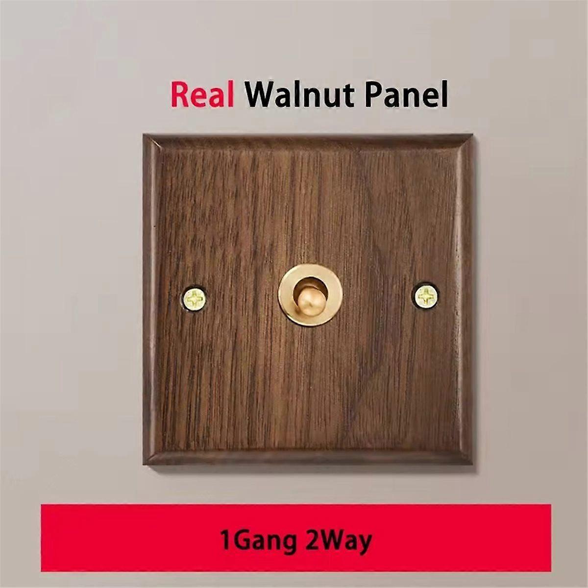 Retro Walnut Wall Toggle Switch Panel 1-4Gang 2Way Solid Wood Double Universal Electrical Power Out