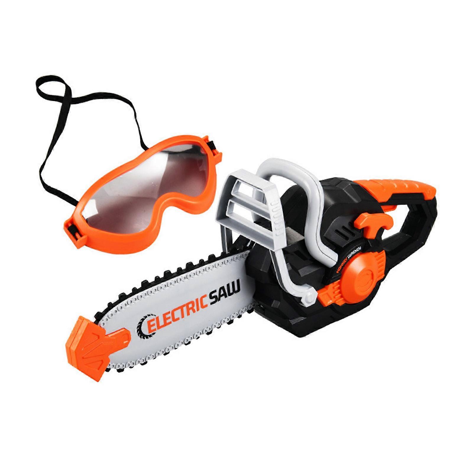 Educational Boys Tool Featuring Chainsaw and Goggles to Develop Problem Solving Abilities and Hand Eye Coordination Multicolor