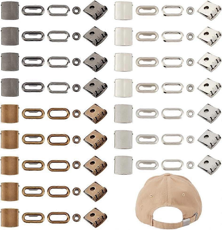 40 Sets Hat Cap Buckle with Eyelets Iron Cap Buckle Replacement Adjustable Buckles Baseball Cap Clasp