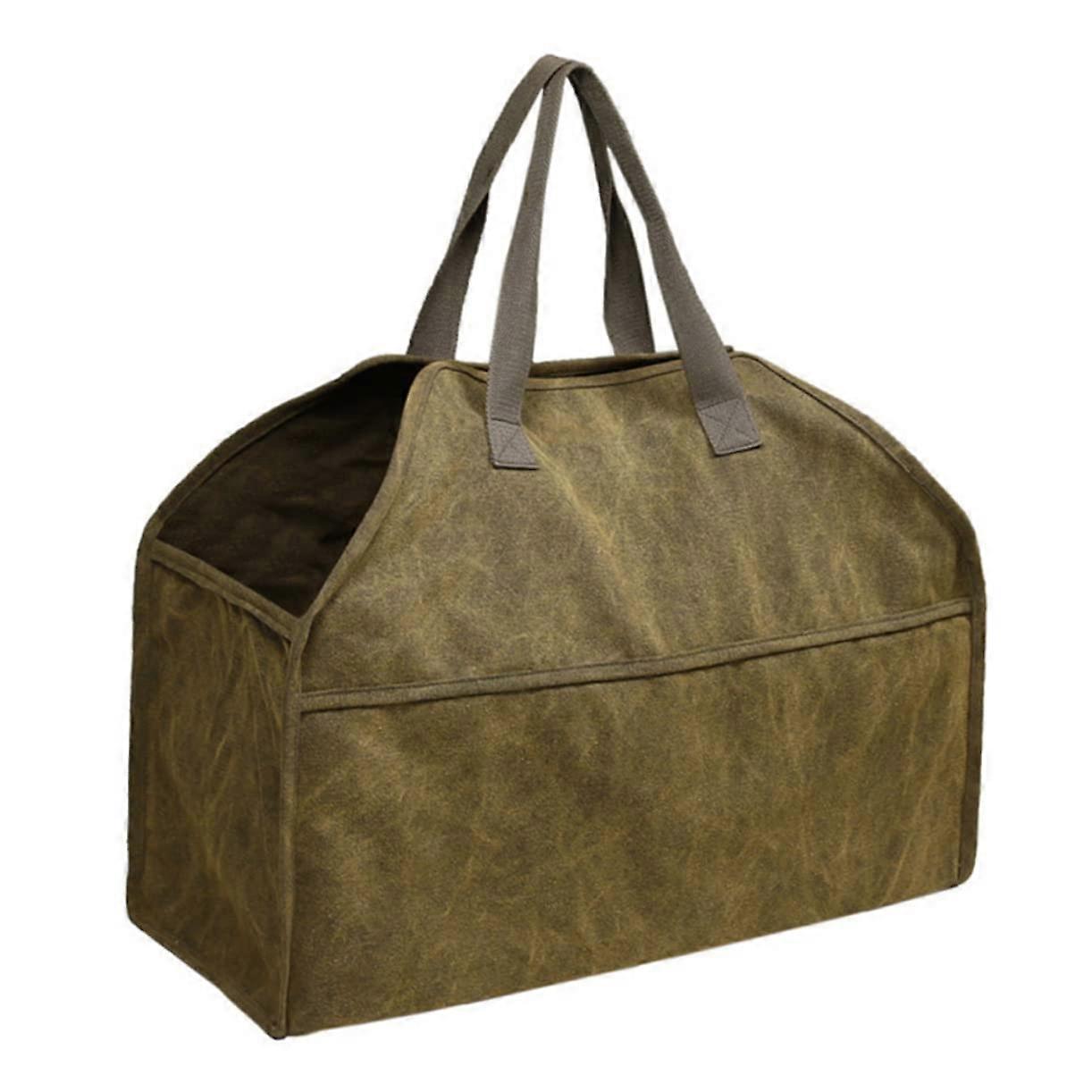Heavy Duty Canvas Firewood Carrier with Large Capacity Log Tote Bag for Camping and Fireplace