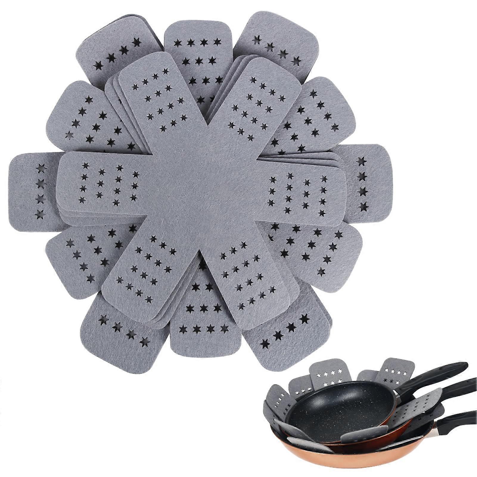 Pan Protectors Set of 9 Felt Cookware Protectors Scratch Stacking 3 Sizes Gray 12/14/16 Inch