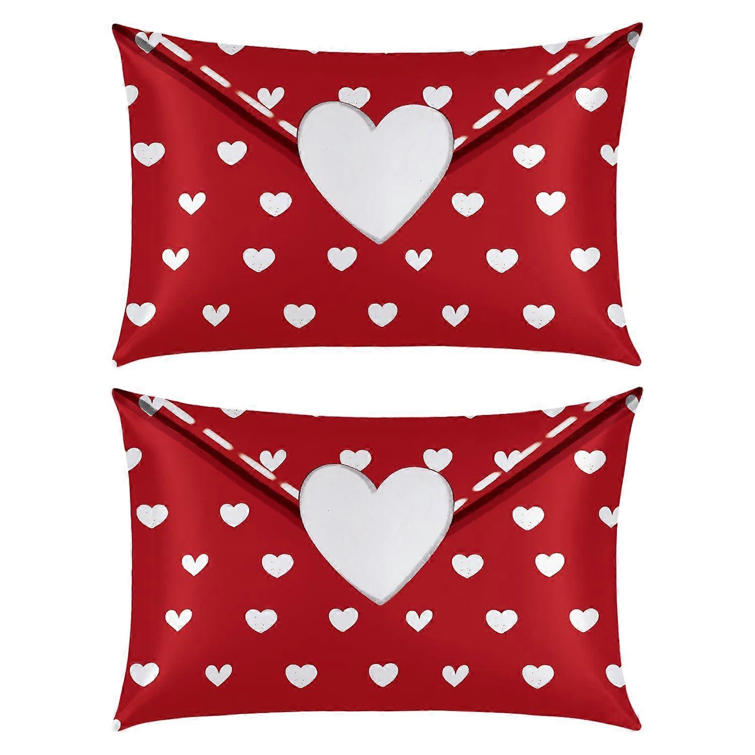 Red Satin Pillowcases Queen Size Set of 2 for Hair and Skin with AntiFrizz Smooth Surface