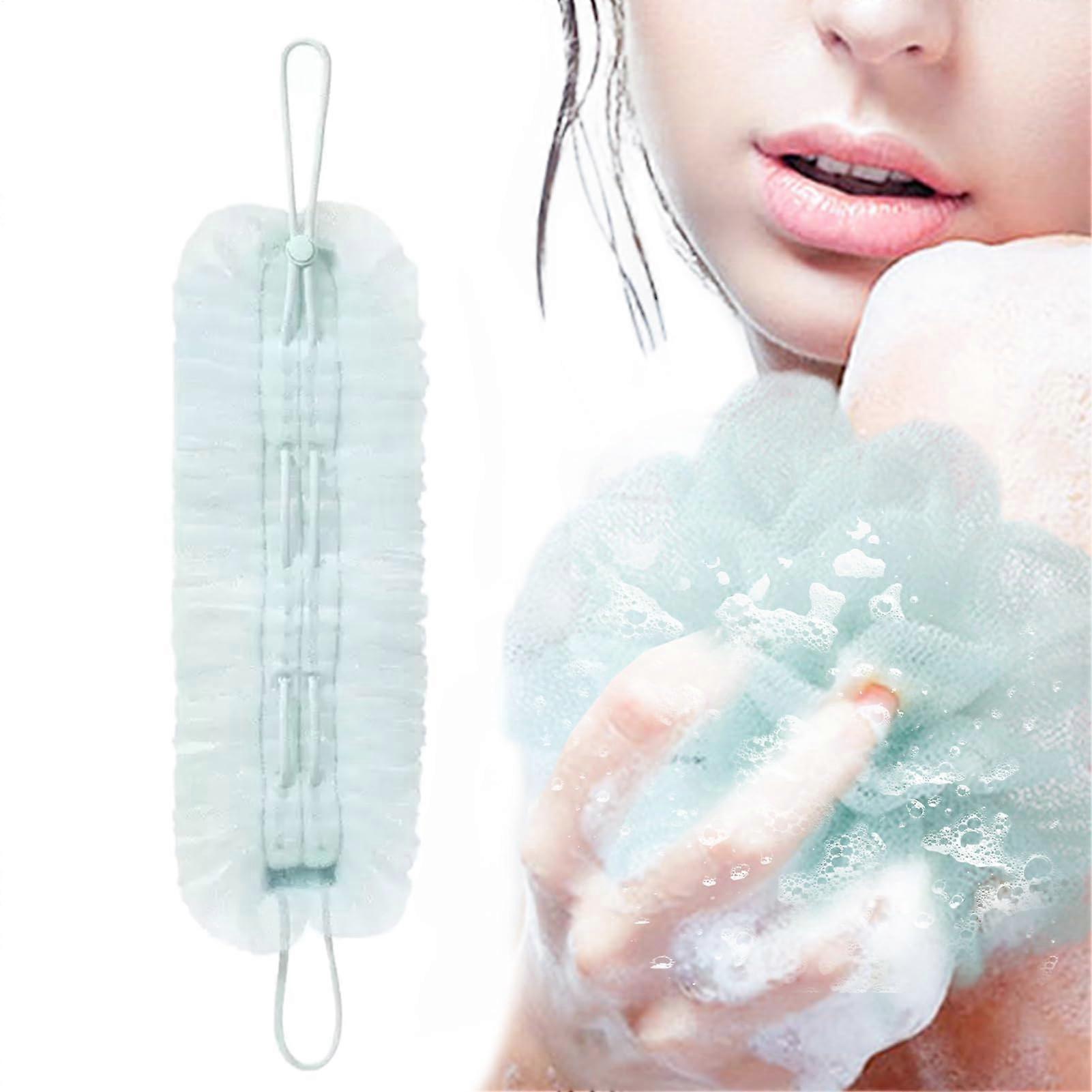 Bath Back Scrubber and Shower Loofah Combo with Long Handle, Gentle Exfoliation, Suction Cup Storage
