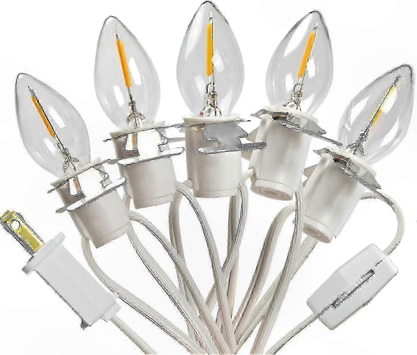 5-Pack C7 LED String Lights with Base for Christmas Village Decor Cord