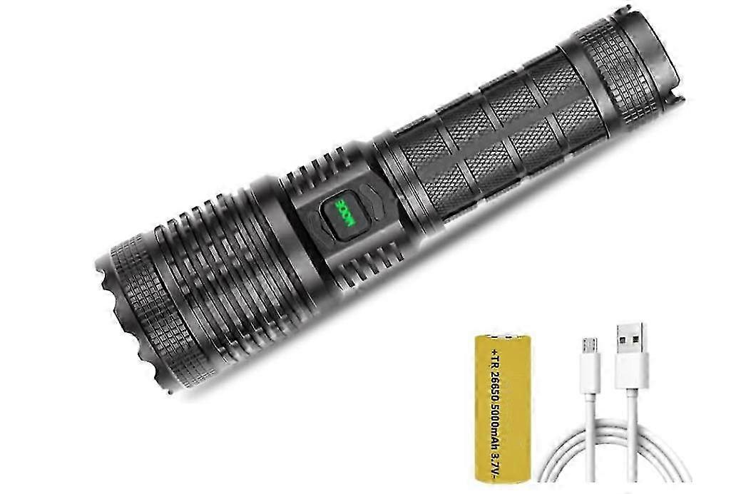 XHP70.2 LED Flashlight - 4-Core High Lumens, USB Rechargeable & Zoomable Torch