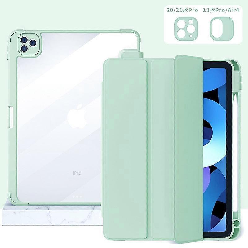 Stylish Case For Ipad Air6 11" Clear Green Hard Bottom Soft Edge Soft