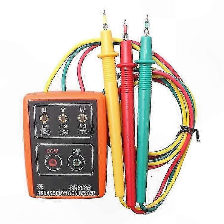 3 Phase Rotation Tester SM852B - Phase Sequence Indicator Detector Meter (Orange)