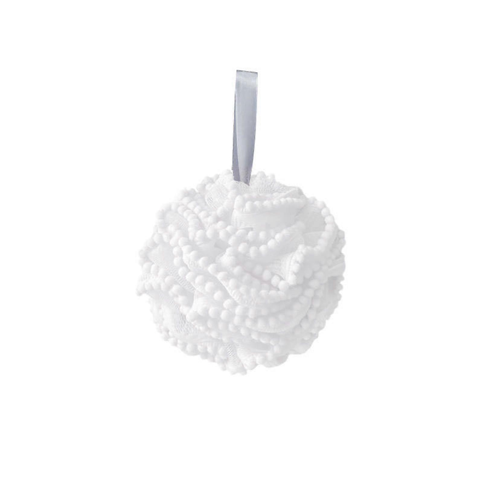 White Bath Sponge 25g Dense Foaming Shower Mesh for Gentle Deep Clean with Hanging Loop
