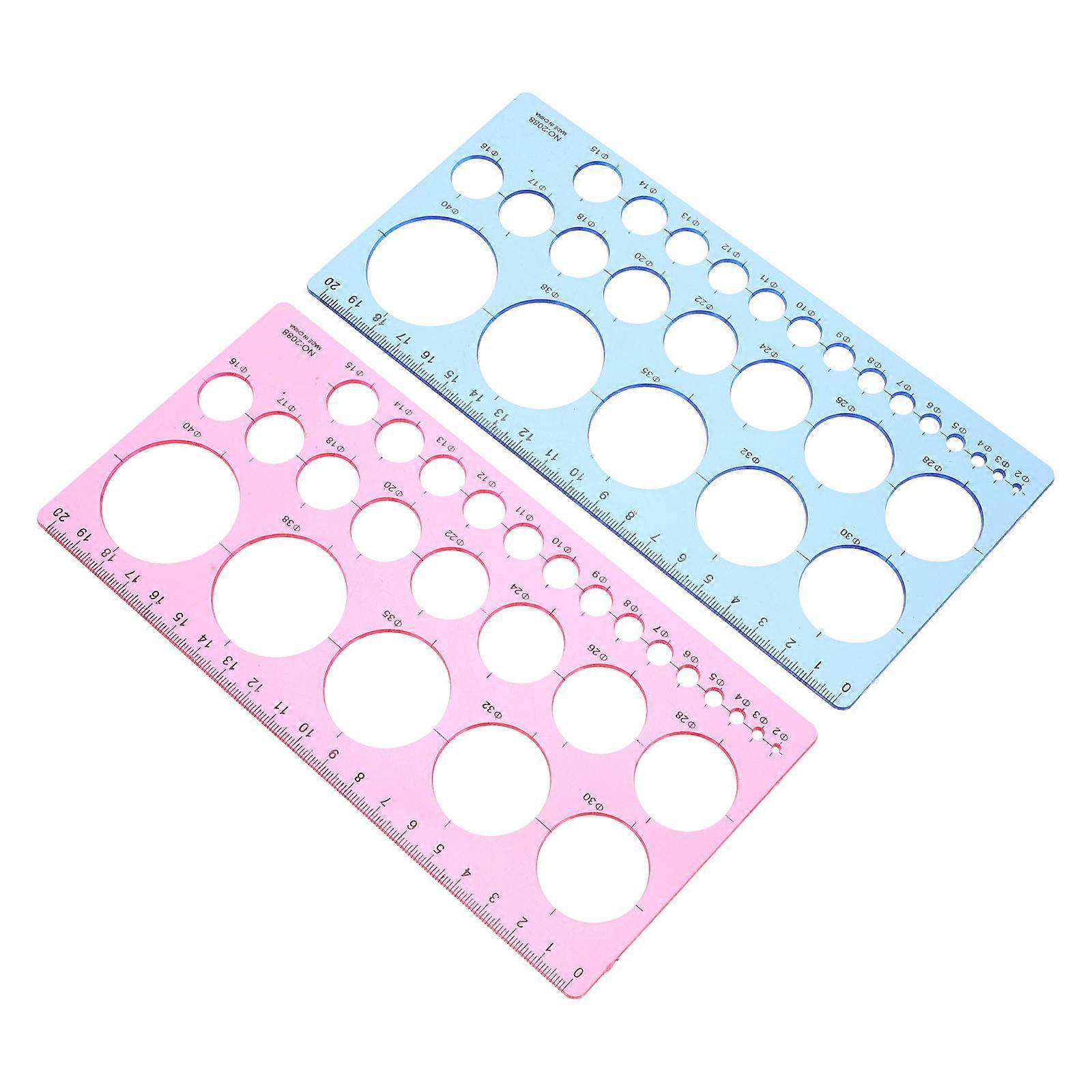 Circle Template Drawing Tools Plastic Geometric Ruler for Measuring Use 2Pcs