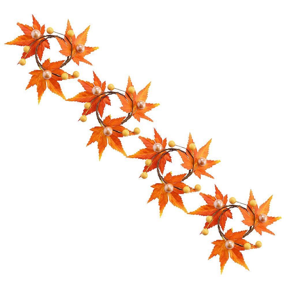 Orange Maple Leaf Napkin Holder for Decoration 16Pcs Holiday Table Decor