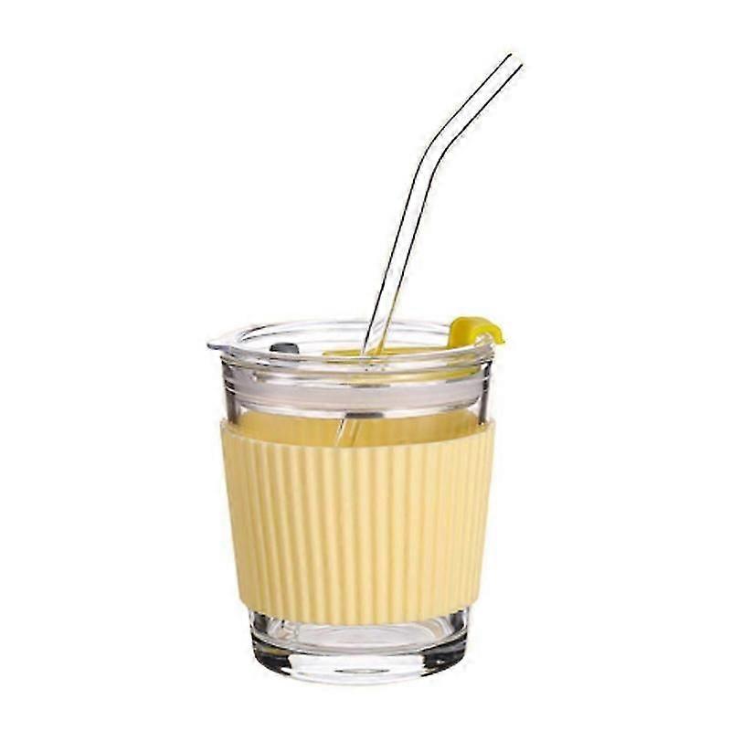 350 ml glasmugg med lock och sugrör