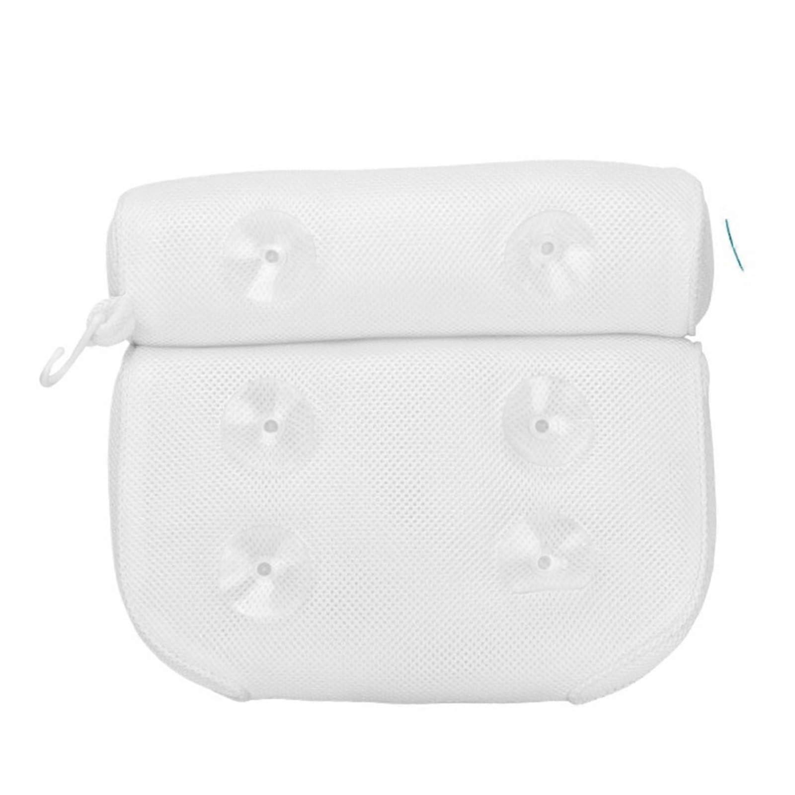 Bath Pillow with Suction Cups Ergonomic Neck and Back Support Breathable 3D Mesh Bathtub Headrest