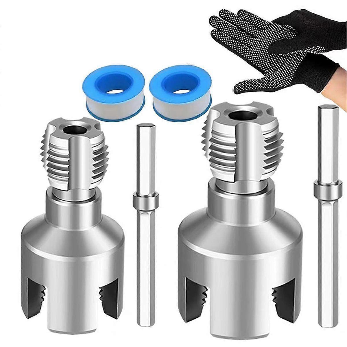 2PCS PVC Pipe Threading Tool Integrated Internal & External Pipe Threading Tool for 1/2'', 3/4'' Di