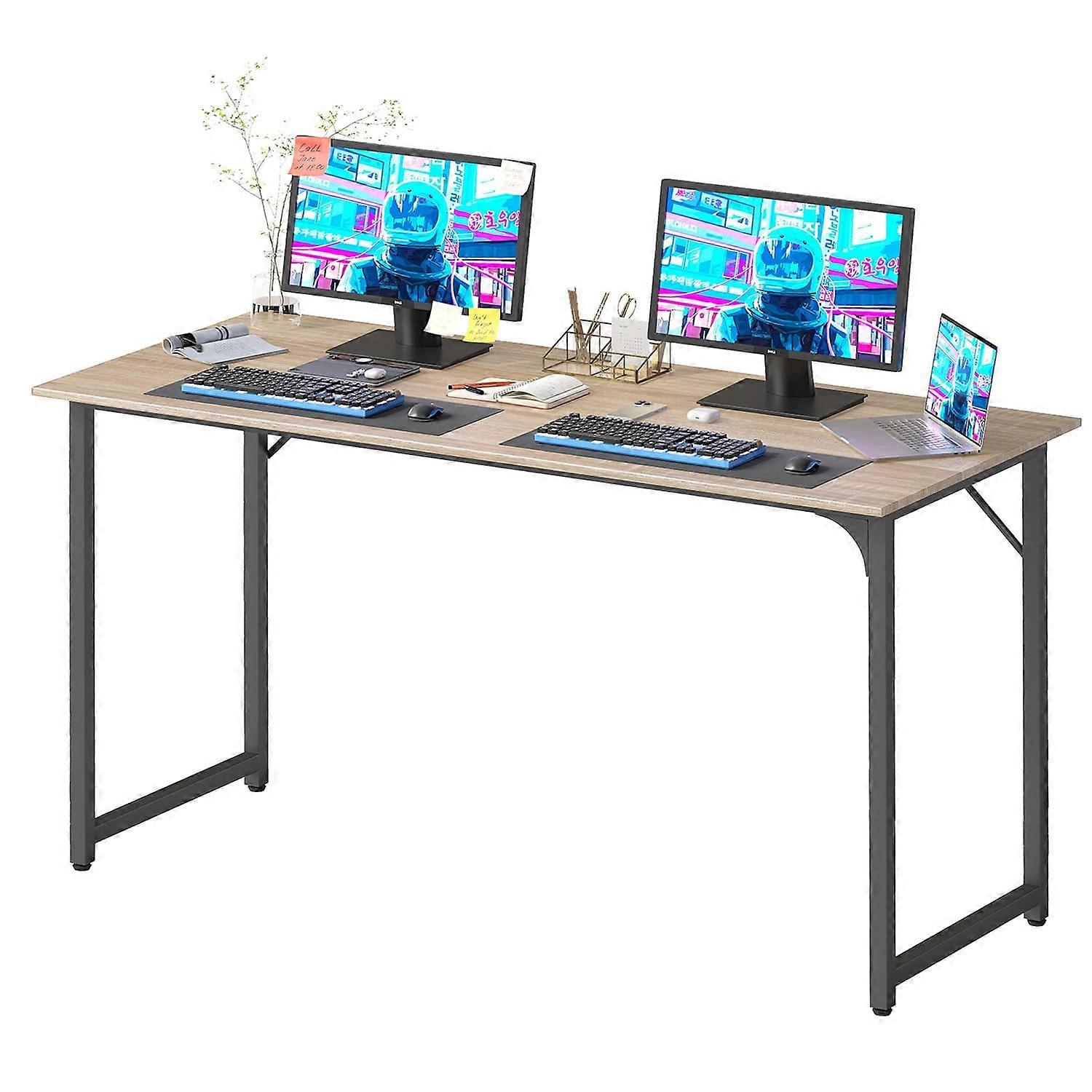 55 Inch Computer Desk with Sturdy Metal Frame, WaterResistant Scratchproof Worktop for Home Office