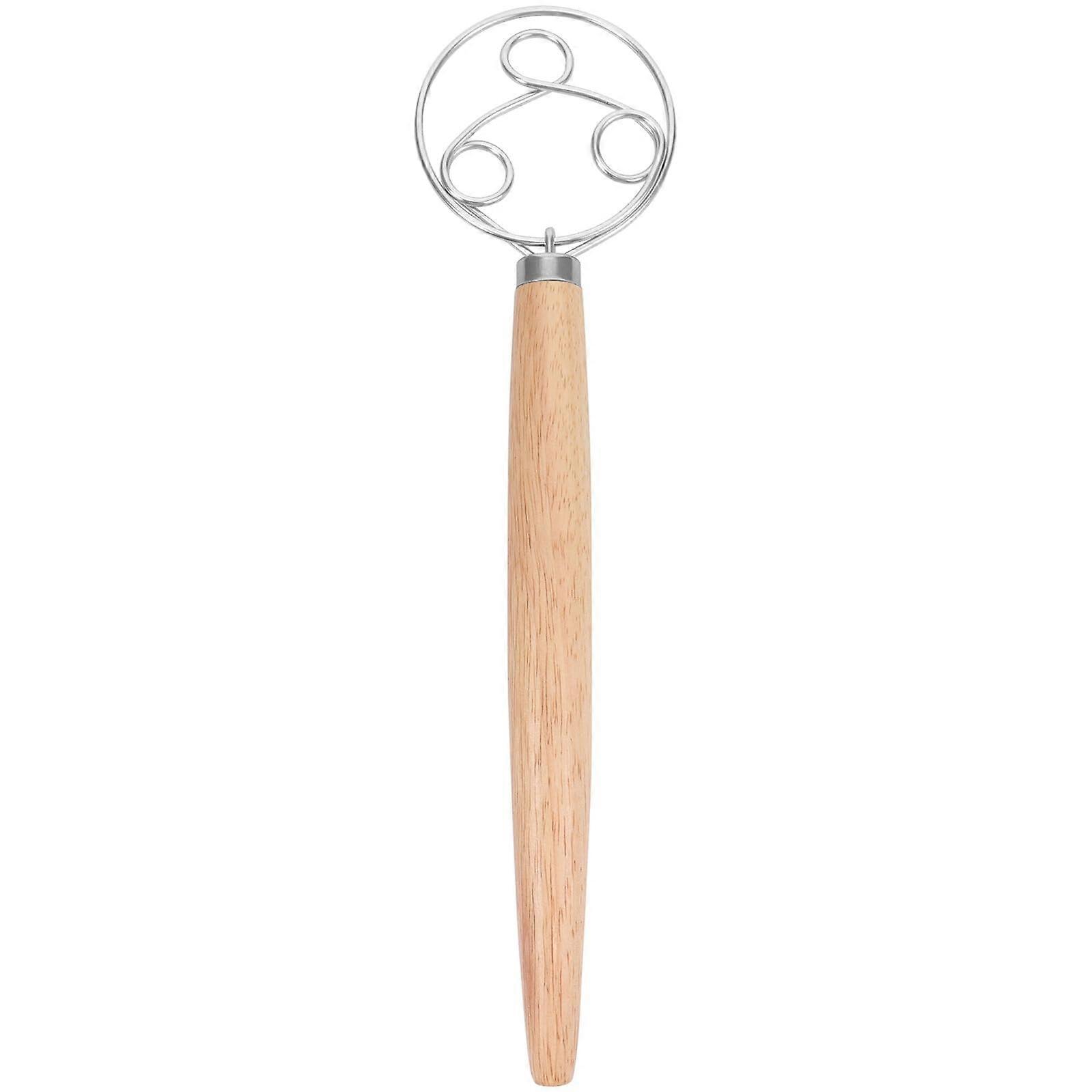 Danish Dough Whisk for Bread Baking with Ergonomic Oak Handle and Even Mixing Design
