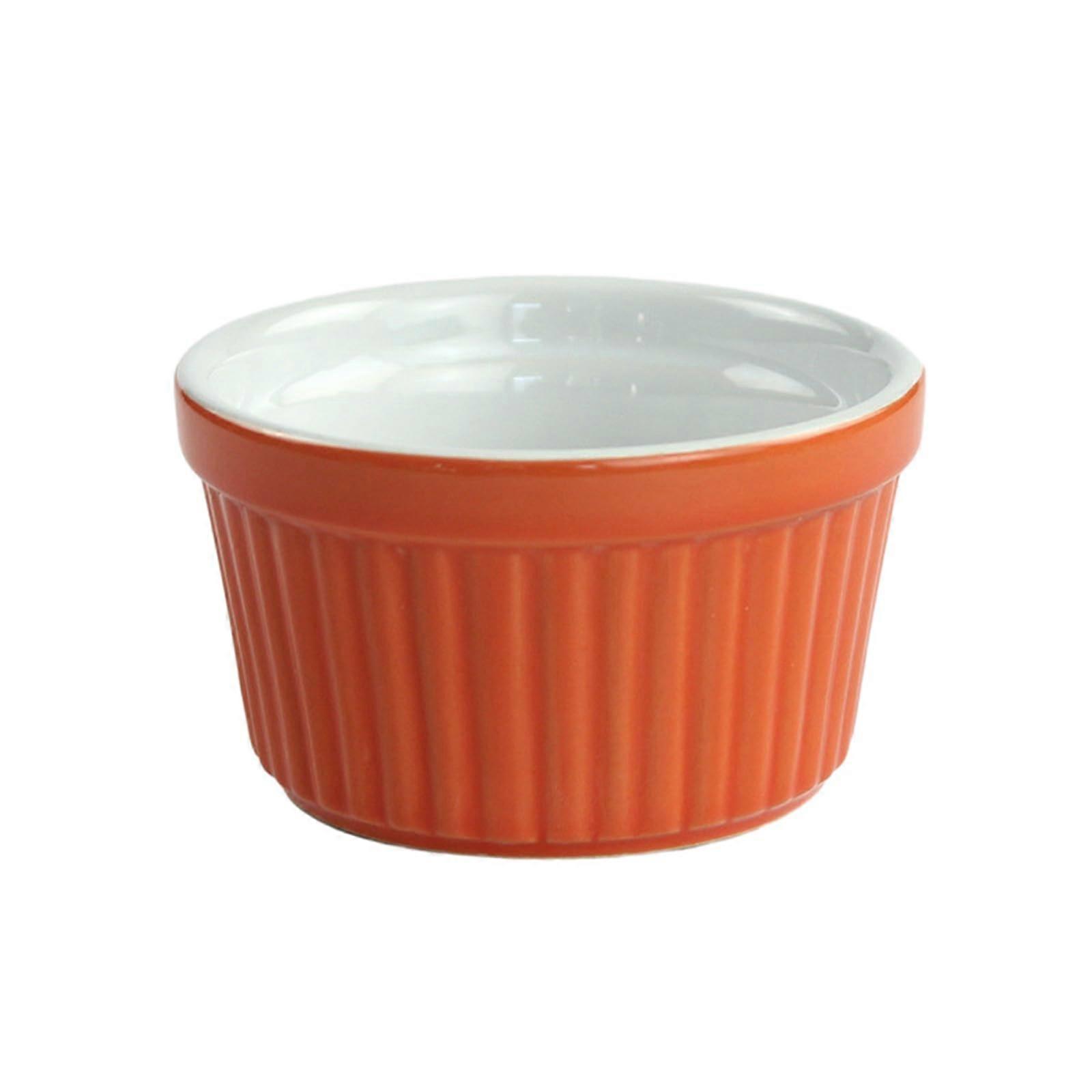 Ceramic Baking Cups Striped Dessert Cups Microwave Dishwasher Safe Multicolor Orange